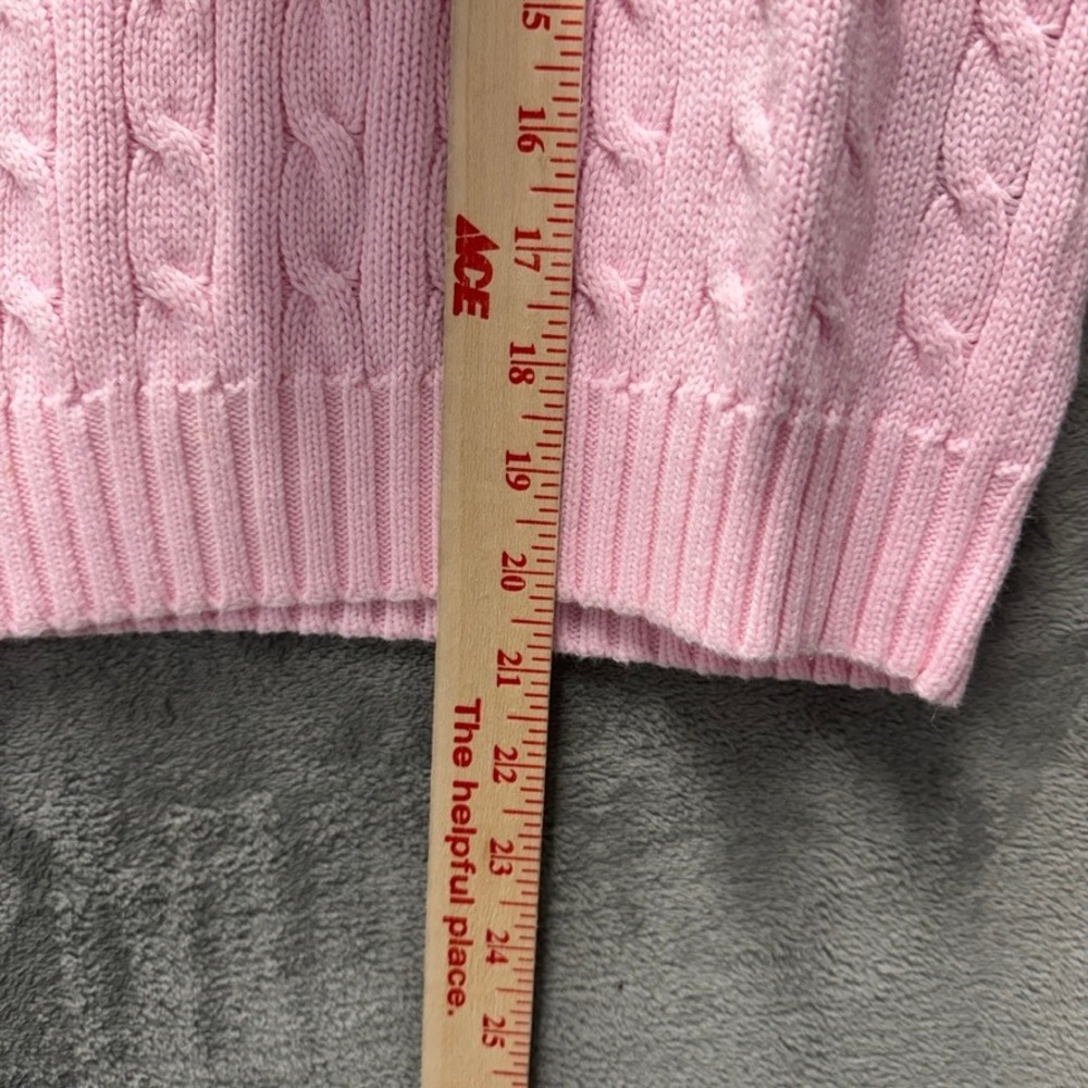 Ralph Lauren Sport Pink Cable Knit Cotton Slim Fit Crewneck Sweater Womens - Picture 7 of 8